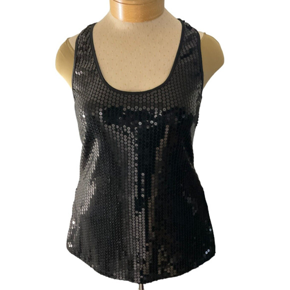 Lily White Women's Black Sequin Tank Top Size L - Made in China - Picture 1 of 11